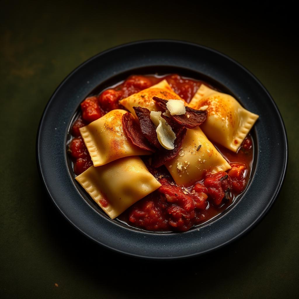 Ravioli de 3 queijos all'Amatriciana